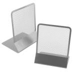 Coppia reggilibri 13,5 x 17,5 cm rete metallica argento - 12088