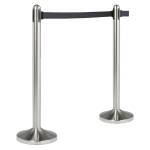 Colonnina segnapercorso cromata altezza 100 cm nastro retrattile nero da 210 cm - 13681