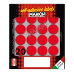 Etichette adesive tonde in carta permanenti diametro 27 mm 10 fogli rosso 20 etichette per foglio - 5648
