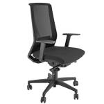 Poltrona semidirezionale Light con ruote e braccioli nero - 17389