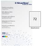 Etichetta adesiva - carta - permanente - 35 x 23,5 mm - 72 etichette per foglio - bianco - conf. 100 fogli - A4 - Starline - X210ODC526 - 8025133013668 - DMwebShop