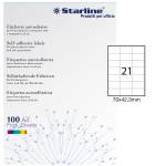 Etichetta adesiva - permanente - 70 x 42,3 mm - 21 etichette per foglio - bianco - conf. 100 fogli A4 - Starline - X210ODC521 - 8025133013743 - DMwebShop