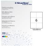 Etichetta adesiva - permanente - 105 x 99 mm - 6 etichette per foglio - bianco - conf. 100 fogli A4 - Starline - X210ODC540 - 8008842556473 - DMwebShop