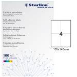 Etichetta adesiva - permanente - 105 x 140 mm - 4 etichette per foglio - bianco - conf. 100 fogli A4 - Starline - X210ODC505 - 8025133013859 - DMwebShop