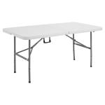 Tavolo rettangolare pieghevole 152 x 76 x 74 cm PE acciaio verniciato bianco grigio - 17569