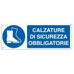 Cartello segnalatore 35 x 12,5 cm CALZATURE DI SICUREZZA OBBLIGATORIE alluminio - 17480