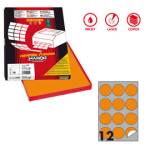 Etichette adesive tonde R 310 in carta permanenti diametro 60 mm 12 etichette per foglio 100 fogli arancio fluo X210R310F AR - 7265