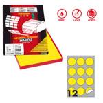 Etichette adesive tonde R 310 in carta permanenti diametro 60 mm 12 etichette per foglio 100 fogli giallo fluo X210R310F GI - 7256