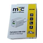 Caricatore USB 35 W 1 USB C 1 USB A Bianco Melchioni - 3465