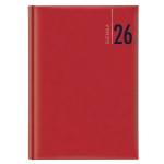Agenda giornaliera 2026 copertina in carta imbottita 14,5 x 20,5 cm rosso - 3576