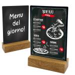 Lavagna da tavolo scrivibile con base in legno massello A6 10,5 x 15 x 4 cm - 11998 - 1