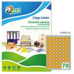 Etichette adesive tonde LP4F in carta con margini permanenti diametro 25 mm 70 fogli arancio fluo - 17077