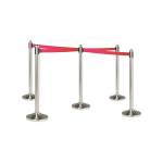 Colonnina segnapercorso cromata altezza 100 cm Nastro retrattile rosso da 210 cm - 13683 - 1