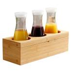 Portabottiglie con tre fori 42 x15,5 x13 cm bamboo colore naturale - 17908 - 1