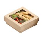Scatola da asporto - con finestra trasparente - 18 x 18 x 5 cm - carta kraft-PE - avana - conf. 20 pezzi - Leone - H0718 - 8024112002495 - DMwebShop - 2