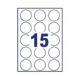 Etichette adesive tonde L4850 in carta rimovibili diametro 51 mm 15 etichette per foglio 25 fogli bianco Avery L4853REV - 21994 - 1