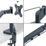 Braccio salvaspazio - per 2 monitor - grigio scuro - Leitz - 65370089 - 4002432134687 - DMwebShop - 2