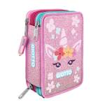 Astuccio 3 zip Candy collection 19,5 x 7,5 x 12,9 cm tessuto fantasie assortite - 25182 - 3