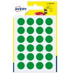 Etichette adesive tonde PSA in carta permanenti diametro 15 mm 24 etichette per foglio 7 fogli verde Avery PSA15V - 3513