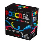 Marcatore a base d acqua Uni Posca PC7M punta tonda large 4,5,5 5 mm colori assortiti astuccio 15 pezzi - 22298 - 1