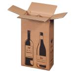 Scatola Wine Pack 2 bottiglie 20,4 x 10,8 x 36,8 cm cartone doppia onda avana - 27402 - 1