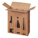 Scatola Wine Pack 3 bottiglie 30,5 x 10,8 x 36,8 cm cartone doppia onda avana - 27401 - 1