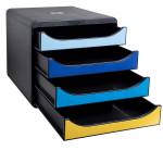 Cassettiera Big Box Bee Blue 4 cassetti A4 nero multicolore - 28715 - 1