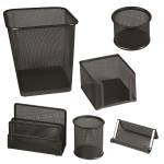Set scrivania 6 accessori rete metallica nero - 12059 - 1