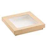 Scatola da asporto con finestra trasparente 18 x 18 x 5 cm carta kraft PE avana - 18082 - 1