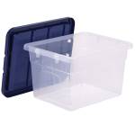 Contenitore multiuso 37 x 40 x 24,5 cm 22 lt PP con coperchio blu trasparente - 30474 - 4