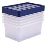 Contenitore multiuso 37 x 56 x 25 cm 38 lt PP con coperchio blu trasparente - 30475 - 3