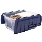 Contenitore multiuso 43 x 59 x 28 cm 45 lt PP con coperchio a cerniera blu trasparente - 30477 - 1
