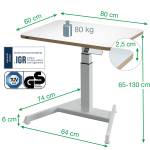 Scrivania Compatta Elettrica Sit Stand fissa 80 x 60 x 65,130 cm bianco - 1029 - 4