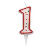 Candelina Zuccherino numero 1 H 8,5 cm - 22126