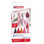 Marcatori per tessuto 4500 - punta tonda 2 - 3 mm - colori assortiti caldi - astuccio 5 pezzi - Edding - E-4500/5S-999 - 4057305013101 - DMwebShop