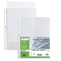 Buste forate Atla T - pesante liscio - 21 x 29,7 cm - trasparente - conf. 50 pezzi - Sei Rota - 662120 - 8004972018393 - DMwebShop