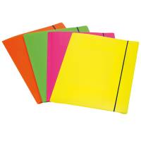 Cartellina 3 lembi Shocking File - con elastico - 25,5 x 35,5 cm - colori fluo assortiti - conf. 4 pezzi - Fellowes - 1028001 - 43859658916 - DMwebShop