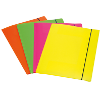 Cartellina 3 lembi Shocking File - con elastico - 25,5 x 35,5 cm - colori fluo assortiti - conf. 4 pezzi - Fellowes - 1028001 - 043859658916 - DMwebShop