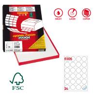 Etichetta adesiva R305 - in carta - permanente - Ø 40 mm - 24 etichette per foglio - bianco - scatola 100 fogli A4 - Markin - X210R305 - 8007047024770 - DMwebShop