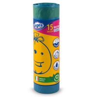 Sacchi per immondizia con maniglie - 53 x 65 cm - 40 lt - 25 micron - blu rotolo da 15 sacchetti - Logex Professional - 632LX01 - 8003350506026 - DMwebShop