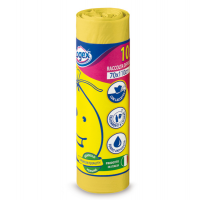 Sacchi per immondizia - 70 x 110 cm - 120 lt - 16 micron - giallo - rotolo da 10 sacchetti - Logex Professional