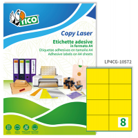 Etichetta adesiva LP4C - permanente - in carta - 105 x 72 mm - 8 etichette per foglio - giallo opaco - conf. 70 fogli A4 - Tico - LP4CG-10572 - 8007827192354 - DMwebShop