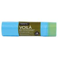 Sacchi per rifiuti con maniglie Voila' - 50 x 60 cm - 30 lt - 15 micron - azzurro - rotolo da 15 sacchetti - perfetto - 0359C - 8000957035935 - DMwebShop