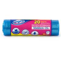 Sacchi per immondizia - 50x60 cm - 35 lt - 9 micron - azzurro trasparente - rotolo da 20 sacchetti - Logex Professional - C5LX3505 - 8003350548194 - DMwebShop