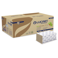 Asciugamani piegati a V EcoNatural - 2 veli - 19,5 gr - goffratura corda - 21 x 21 cm - avana - conf. 20 pezzi da 190 - Lucart - 863044 - 08005892414883 - DMwebShop
