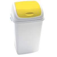 Pattumiera con coperchio basculante Rif Basic - 44 x 33 x 68 cm - 50 lt - bianco-giallo - Medial International - 909056 - 8056324532460 - DMwebShop