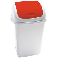 Pattumiera con coperchio basculante Rif Basic - 44 x 33 x 68 cm - 50 lt - bianco-rosso - Medial International - 909057 - 8056324532477 - DMwebShop