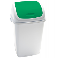 Pattumiera con coperchio basculante Rif Basic - 44 x 33 x 68 cm - 50 lt - bianco-verde - Medial International - 909058 - 8056324532484 - DMwebShop