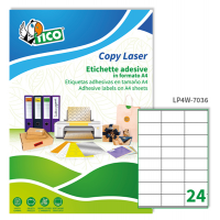 Etichetta adesiva LP4W - permanente - carta - margini - 70 x 36 mm - 24 etich. per foglio - bianco - conf. 100 fogli A4 - Tico - LP4W-7036 - 8007827290012 - DMwebShop