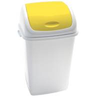 Pattumiera con coperchio basculante 44x33x68 cm 50 lt bianco giallo - 708
